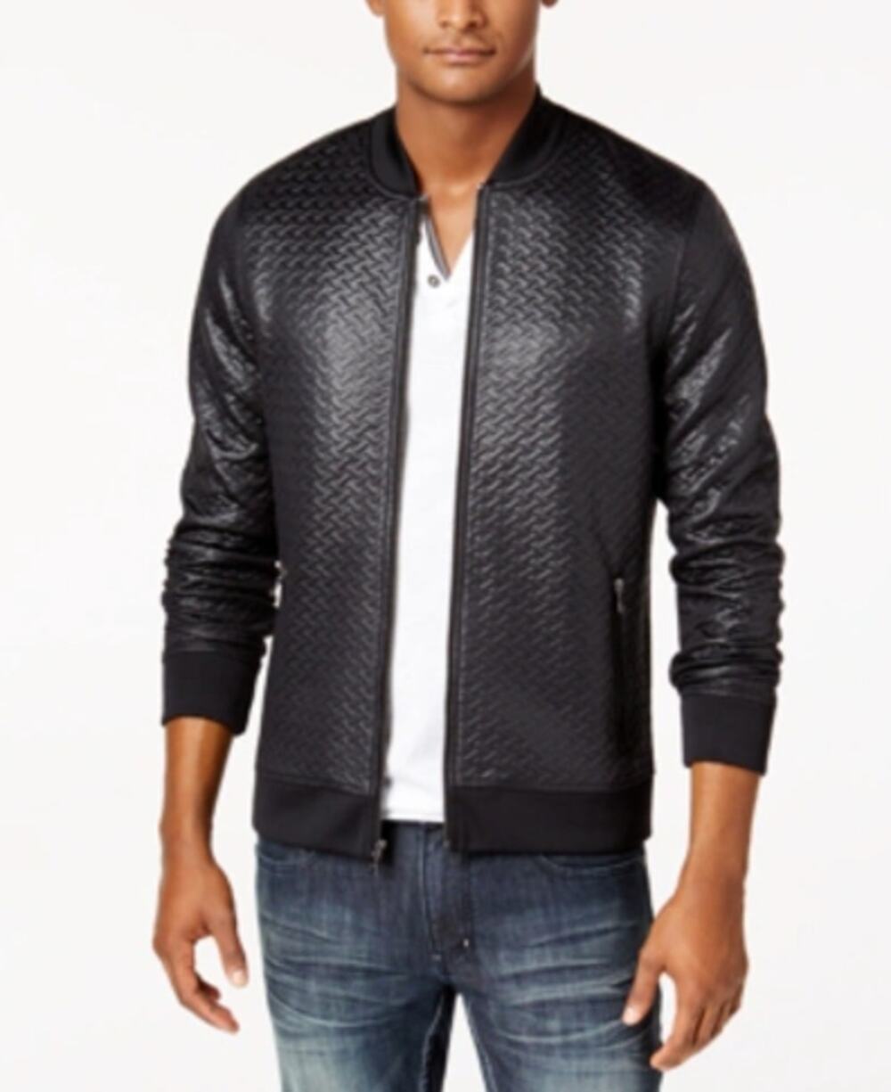 INC International Concepts Men's Basket Weave Bomber Jacket Size L Streetwear